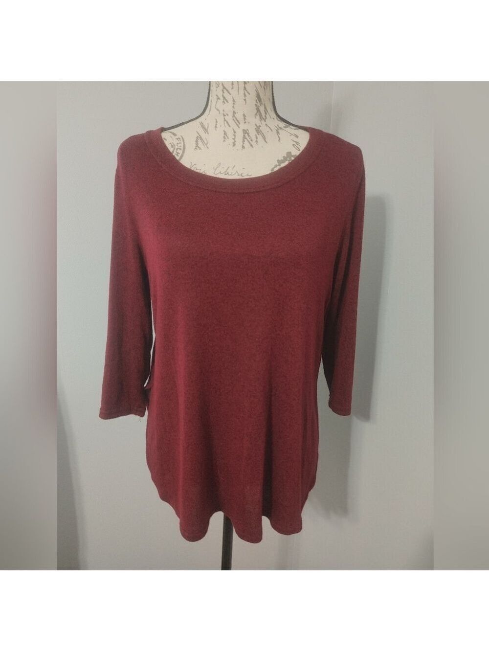 Women's Silverwear Burgundy Long Sleeve Tunic Split Side Style Top M